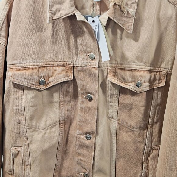 Women’s Topshop Patchwork Denim Pink Jacket Size 8 4 Pockets NWT Chic Country. - Picture 7 of 15